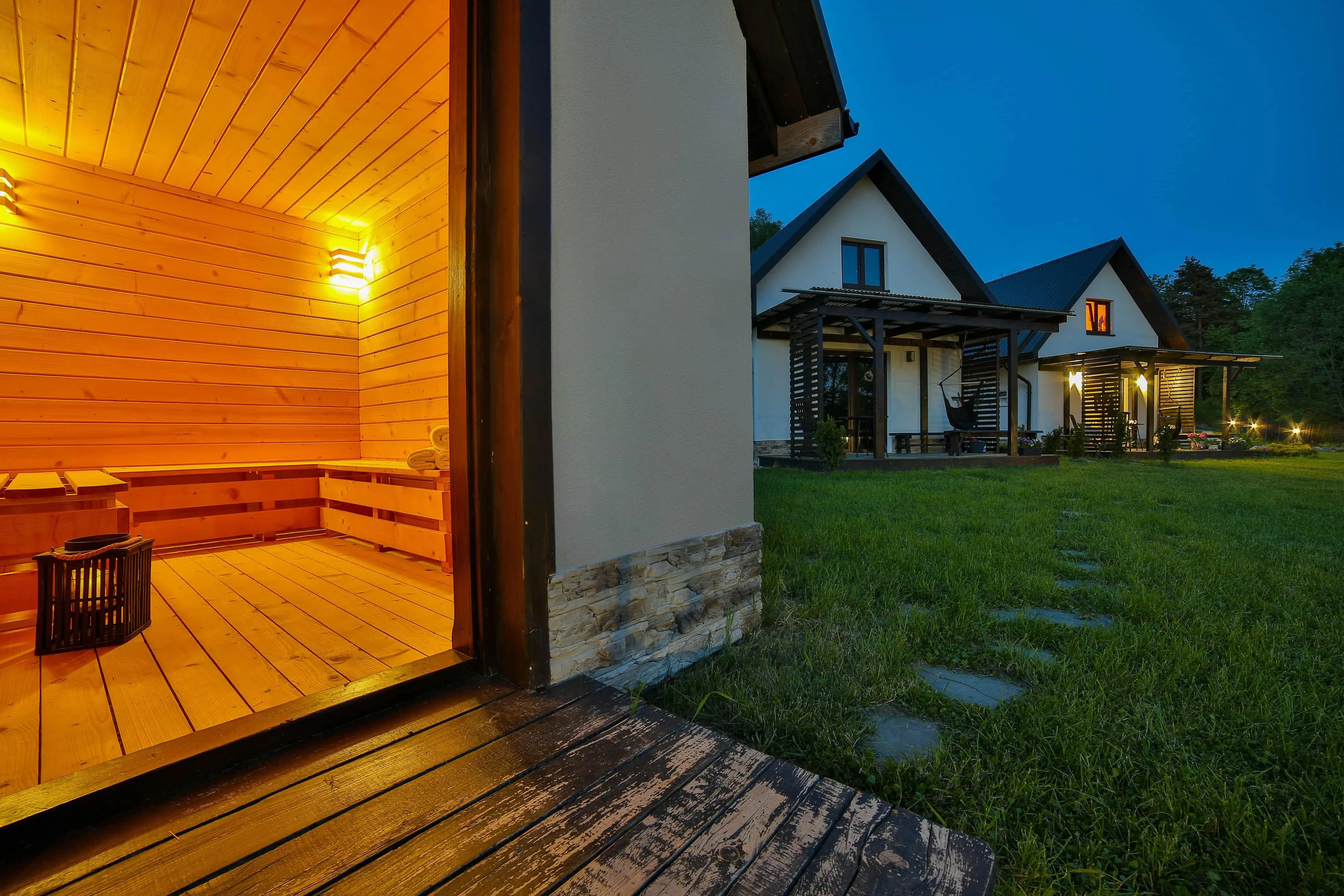 Sauna - widok na domki